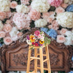 Lofaris Bloom Colorful Floral Brown Retro Headboard Backdrop