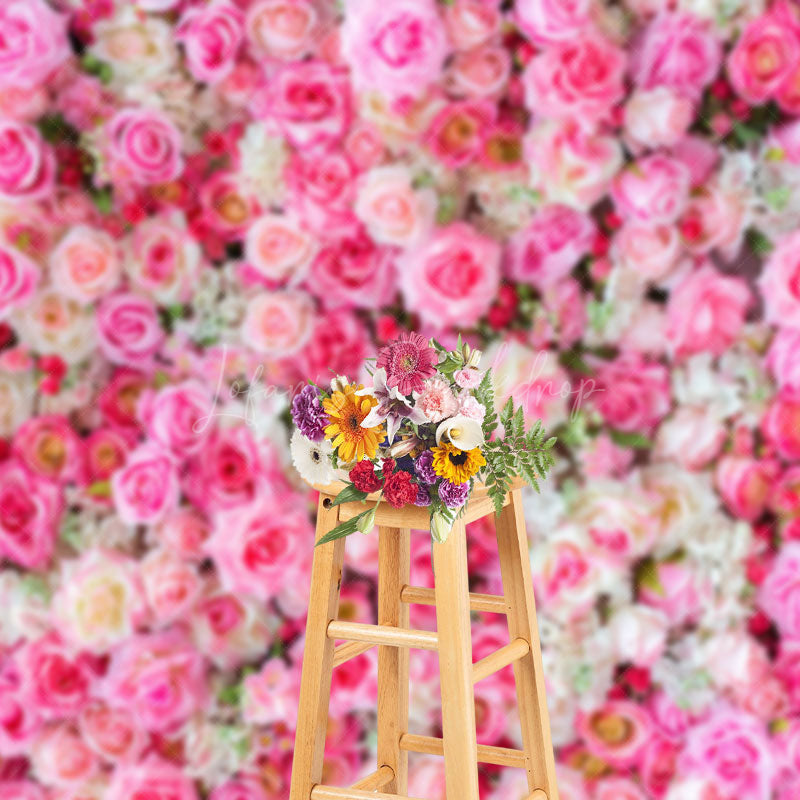 Lofaris Bloom Romantic Pink Rose Valentines Day Backdrop