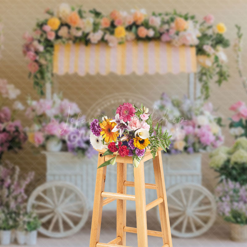 Lofaris Blooming Floral Trolley Spring Vibe Photo Backdrop