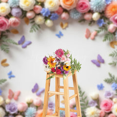 Lofaris Blooming Floral Wall Butterfly Spring Photo Backdrop