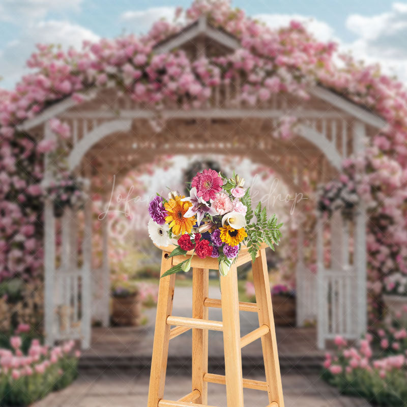 Lofaris Blooming Pink Flowers Sunny Spring Photo Backdrop