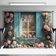 Lofaris Blooming Rose Blue Window Color Eggs Easter Backdrop