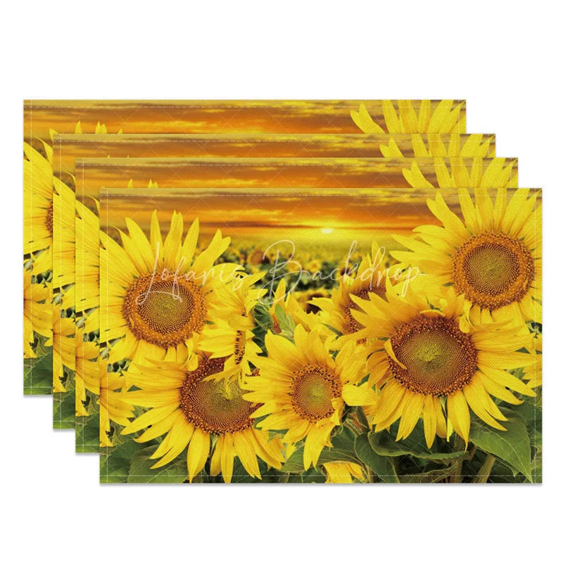 Lofaris Blooming Yellow Sunflowers Pattern Set of 4 Placemats for Summer Fall and Farmhouse Kitchen Decor