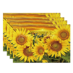 Lofaris Blooming Yellow Sunflowers Pattern Set of 4 Placemats for Summer Fall and Farmhouse Kitchen Decor