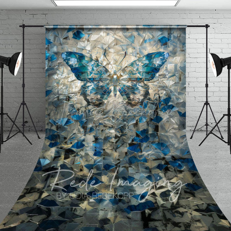 Lofaris Blue Abstract Crystal Butterfly Sweep Photo Backdrop