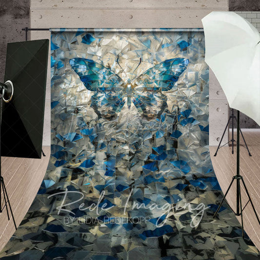 Lofaris Blue Abstract Crystal Butterfly Sweep Photo Backdrop