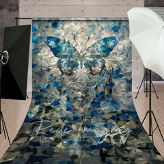Lofaris Blue Abstract Crystal Butterfly Sweep Photo Backdrop