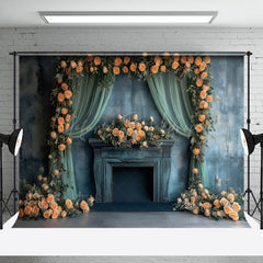 Lofaris Blue Abstract Wall Floral Greenery Wedding Backdrop