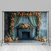 Lofaris Blue Abstract Wall Floral Greenery Wedding Backdrop