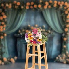 Lofaris Blue Abstract Wall Floral Greenery Wedding Backdrop