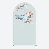 Lofaris Blue Airplane Landing Soon Baby Shower Arch Backdrop