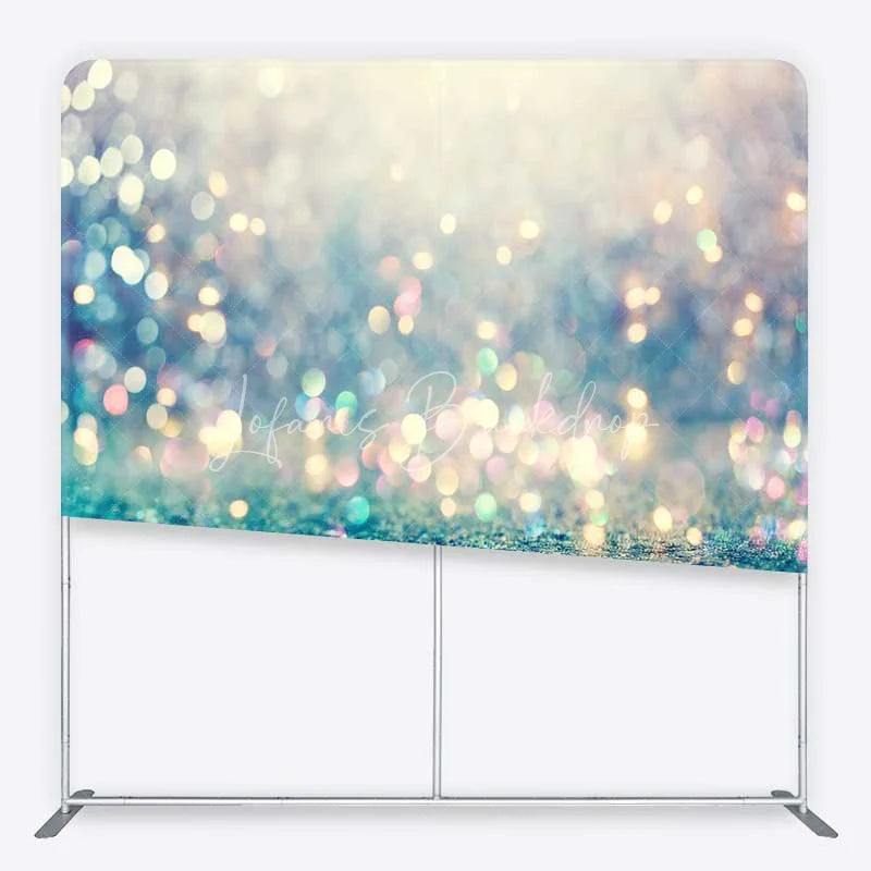 Lofaris Blue and Gold Bokeh Tension Fabric Backdrop Elegant Glitter Photography Studio Background