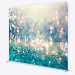 Lofaris Blue and Gold Bokeh Tension Fabric Backdrop Elegant Glitter Photography Studio Background