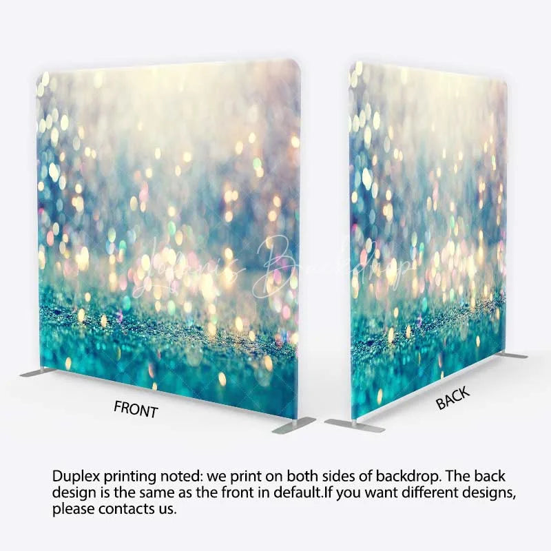 Lofaris Blue and Gold Bokeh Tension Fabric Backdrop Elegant Glitter Photography Studio Background