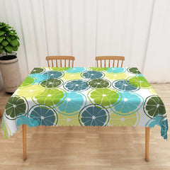 Lofaris Blue and Green Citrus Rectangle Tablecloth Summer Lemon Lime Fruit Table Cover Fresh Kitchen Home Decor