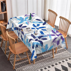 Lofaris Blue and Purple Abstract Floral Rectangle Tablecloth Artistic Brush Stroke Party Decor