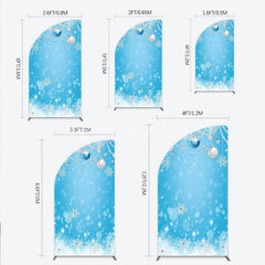 Lofaris Blue and Silver Glitter Half Moon Arch Backdrop Sparkling Snowflakes Ornaments for Winter Holiday Celebration