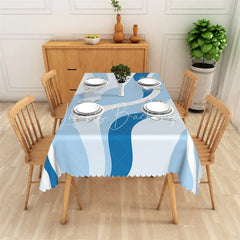 Lofaris Blue and White Abstract Wavy Rectangle Tablecloth Modern Flowing Design for Elegant Party Decor Home.