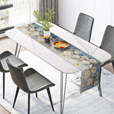 Lofaris Blue and White Floral Table Runner in an Oil Painting Style Classic Chinoiserie Kitchen or Dining Room Decor