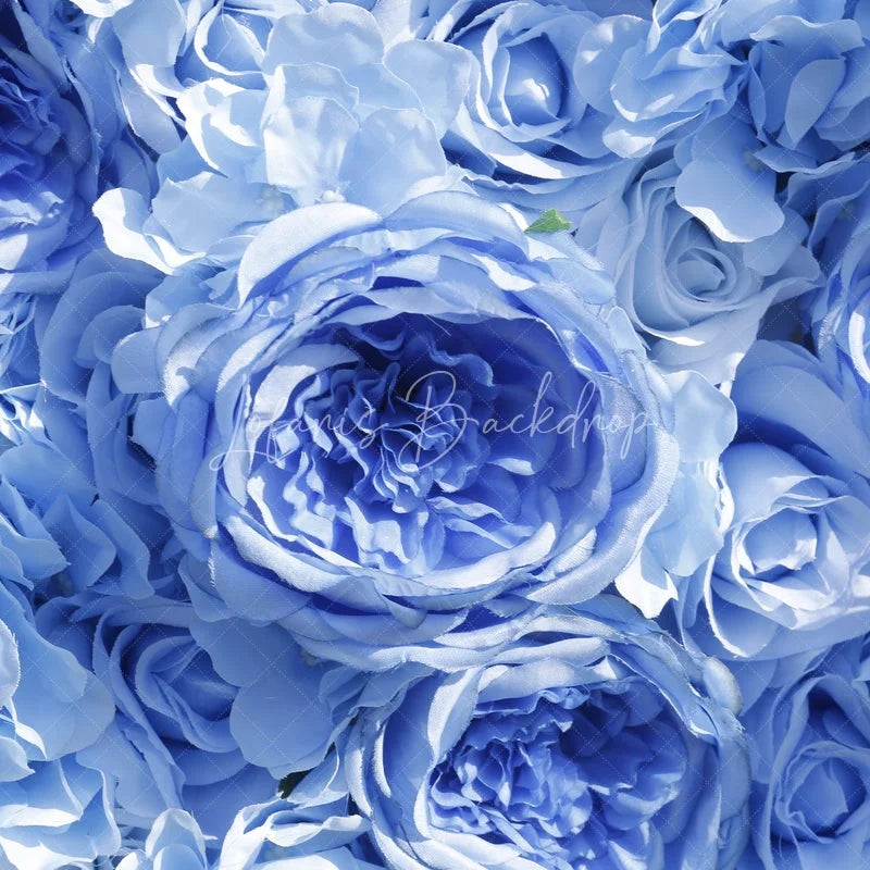 Lofaris Blue and White Roses Hydrangeas Artificial Flower Wall Elegant Wedding Baby Shower Party Decor