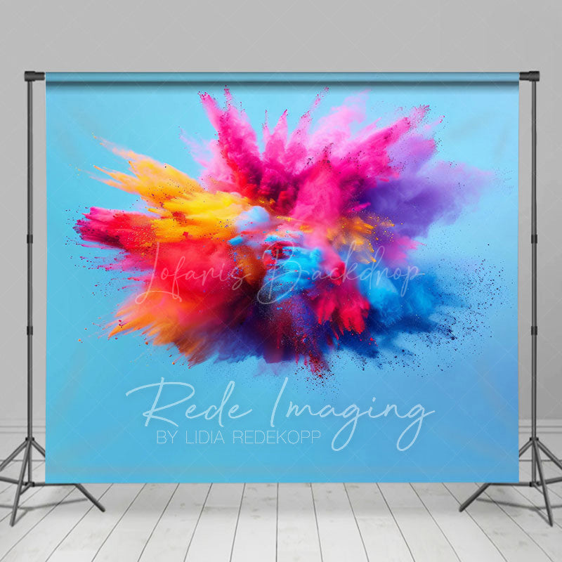 Lofaris Blue Artistic Colorful Powder Burst Photo Backdrop