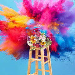 Lofaris Blue Artistic Colorful Powder Burst Photo Backdrop