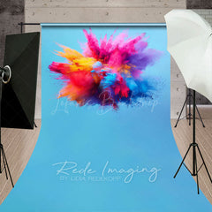 Lofaris Blue Artistic Colorful Powder Burst Sweep Backdrop