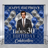 Lofaris Blue Balloon Custom Photo Name 30th Birthday Backdrop