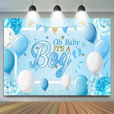 Lofaris Blue Balloons Floral Its A Boy Baby Shower Backdrop
