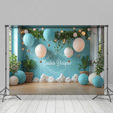 Lofaris Blue Balloons Greenery Clouds Cake Smash Backdrop