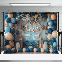 Lofaris Blue Balloons Shells Navigation Cake Smash Backdrop