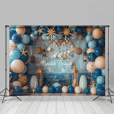Lofaris Blue Balloons Shells Navigation Cake Smash Backdrop