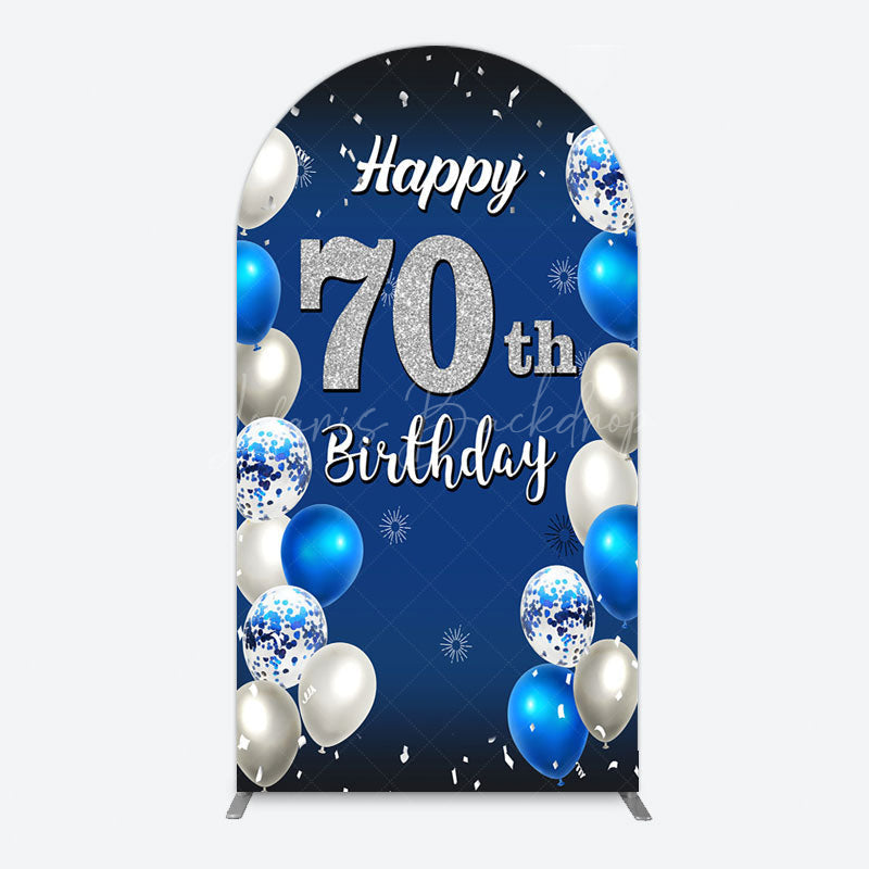Lofaris Blue Balloons Silver 70Th Birthday Arch Backdrop