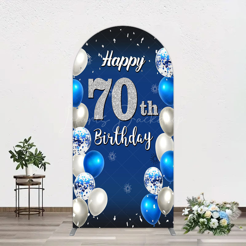 Lofaris Blue Balloons Silver 70Th Birthday Arch Backdrop