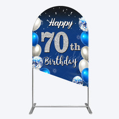 Lofaris Blue Balloons Silver 70Th Birthday Arch Backdrop