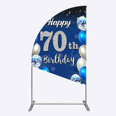 Lofaris Blue Balloons Silver 70Th Birthday Half Moon Arch Backdrop