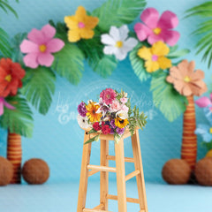 Lofaris Blue Beach Tropical Summer Photography Backdrop