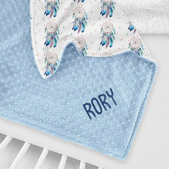 Lofaris Blue Boho Dreamcatcher Minky Baby Blanket For Boys