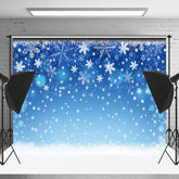 Lofaris Blue Bokeh Dots Snowflake Winter Photography Backdrop