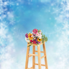 Lofaris Blue Bokeh Snowflake Winter Scenery Sweep Backdrop