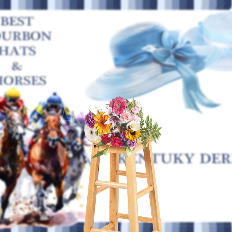 Lofaris Blue Bourbon Hats Horses Kentucky Derby Backdrop