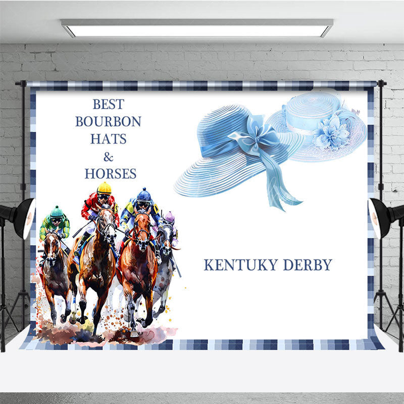 Lofaris Blue Bourbon Hats Horses Kentucky Derby Backdrop