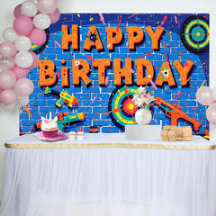 Lofaris Blue Bricks Wall Darts Game Happy Birthday Backdrop