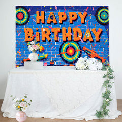 Lofaris Blue Bricks Wall Darts Game Happy Birthday Backdrop