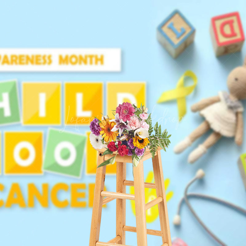 Lofaris Blue Bunny Childhood Cancer Awareness Month Backdrop