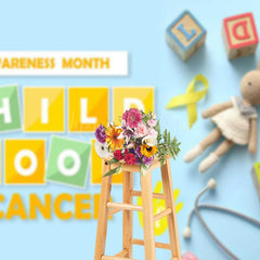 Lofaris Blue Bunny Childhood Cancer Awareness Month Backdrop