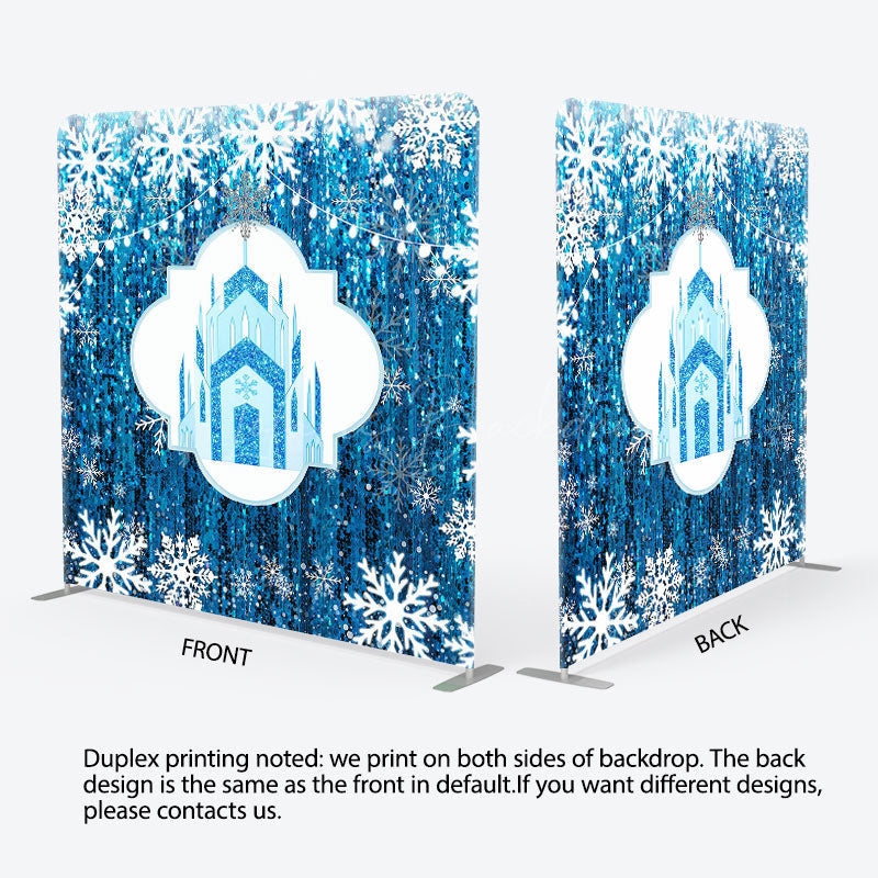 Lofaris Blue Castle Snowflake Pillow Cover Christmas Backdrop