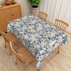Lofaris Blue Chinoiserie Floral Rectangle Tablecloth Vintage Tree Branch Dining Table Cover for Event