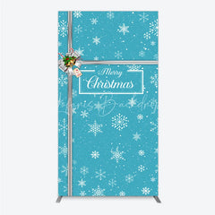 Lofaris Blue Christmas Snowflake Rectangle Backdrop Silver Ribbon Gift Box Decor Winter Holiday Theme Background for Party