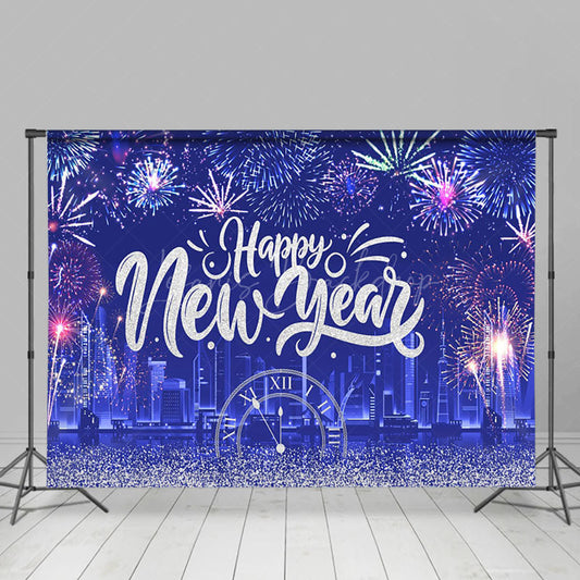 Lofaris Blue City Scenery Countdown New Year Party Backdrop